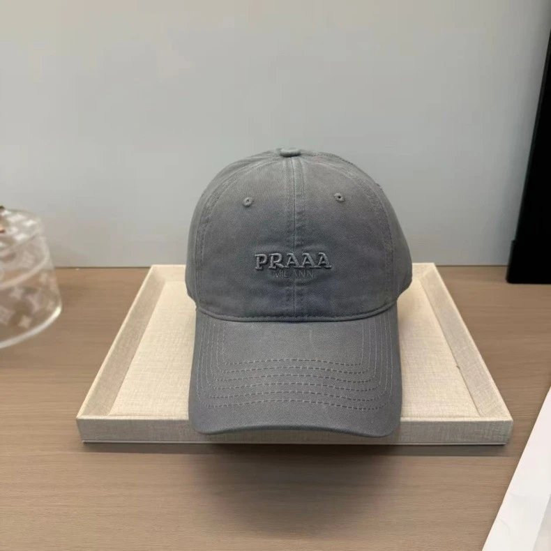 Prada Milano Embroidered Beige Baseball Cap Hats - 5