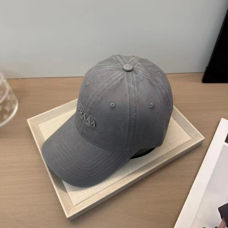 Prada Milano Embroidered Beige Baseball Cap Hats - 6