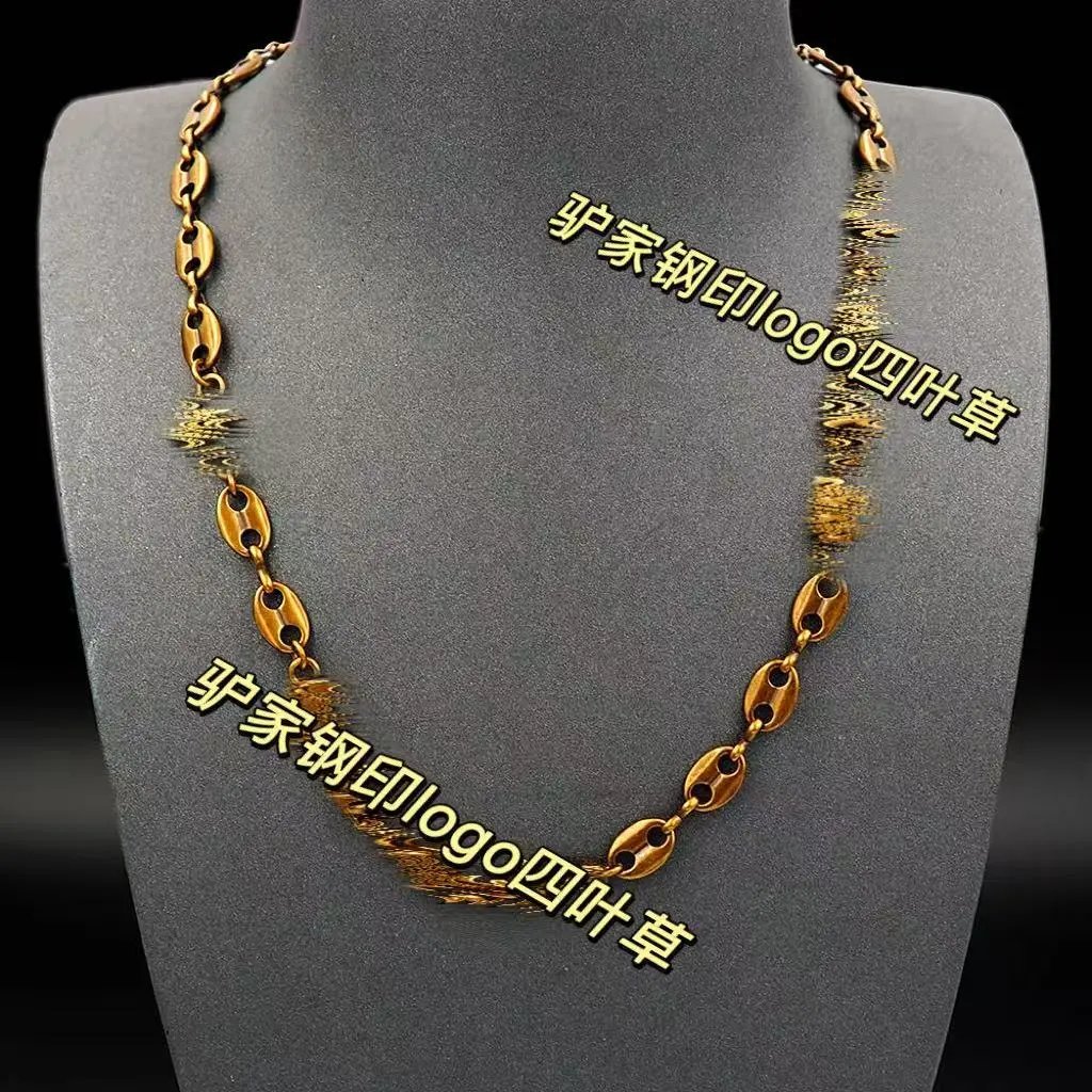 Design Four-Leaf Clover Logo Chain Necklace and Bracelet Set Bronze Jewelry - 9