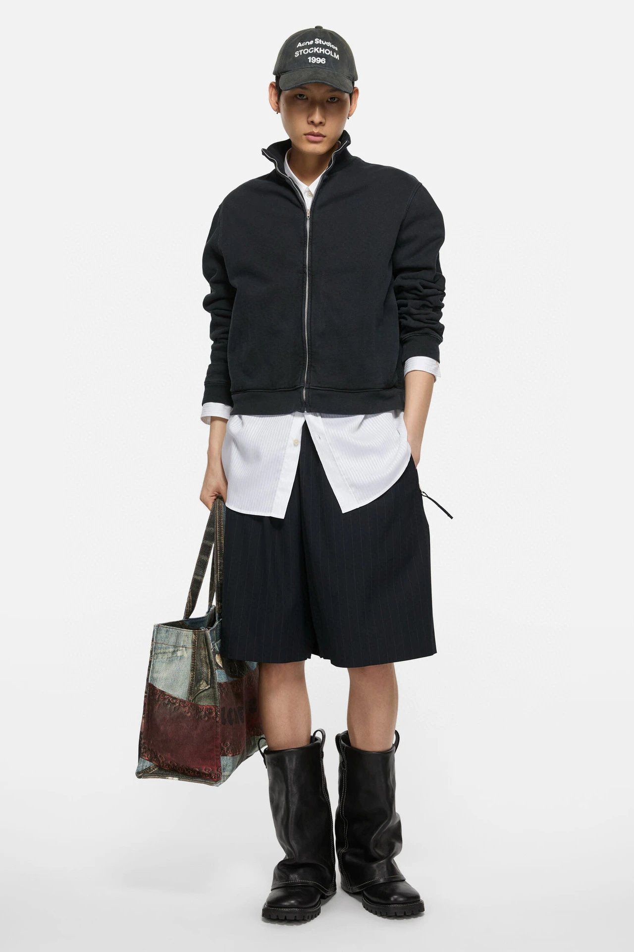 Acne Studios Logo-Embroidered Zip-Up Jacket Navy Outerwear Jacket - 9