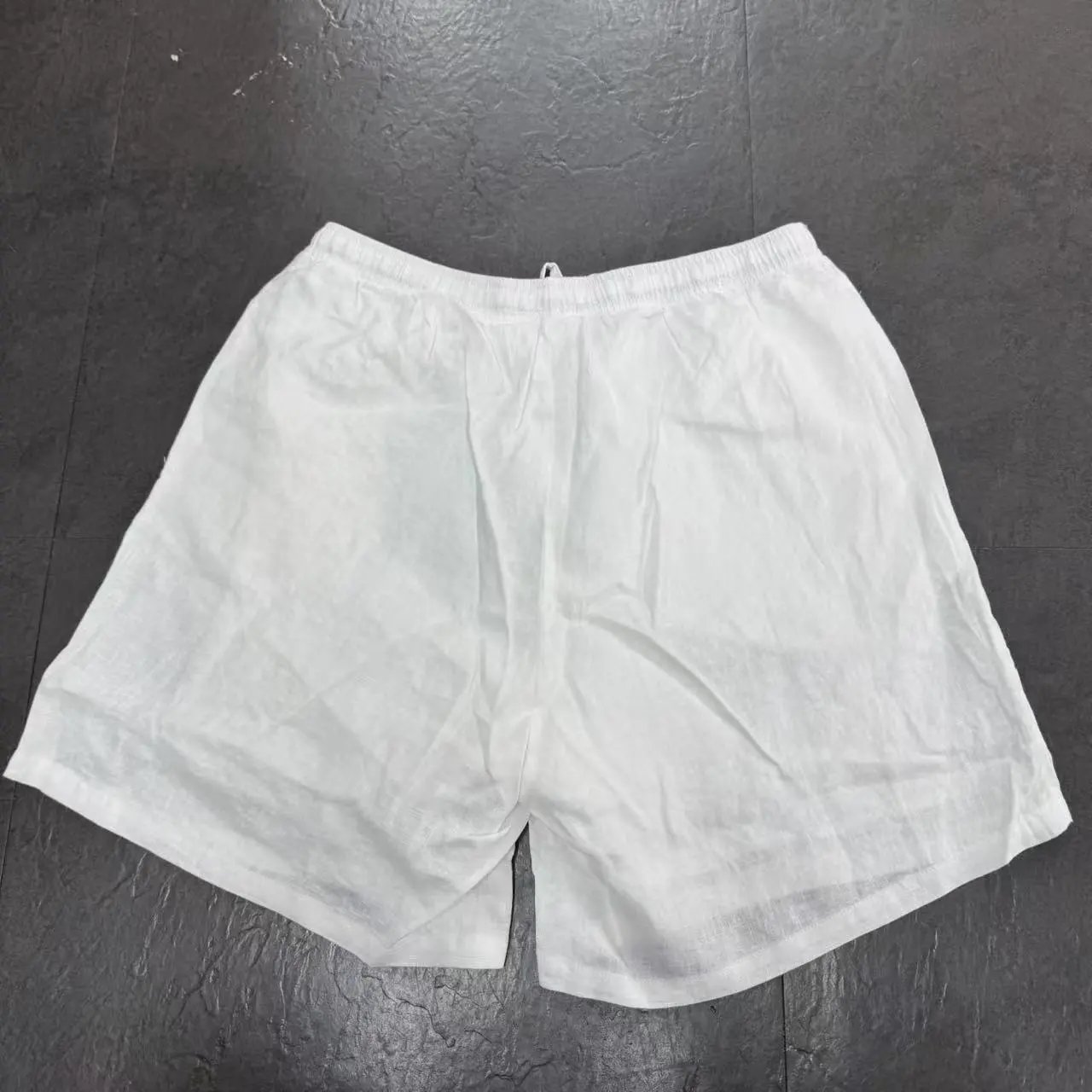 Design Linen Drawstring Waist Pants White - 14