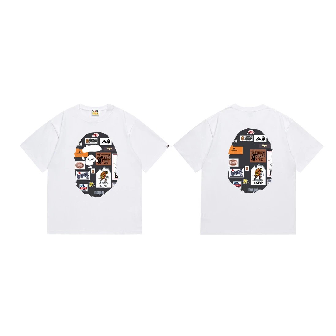 A Bathing Ape Paint Splatter Ape Head Black T-Shirt - 29
