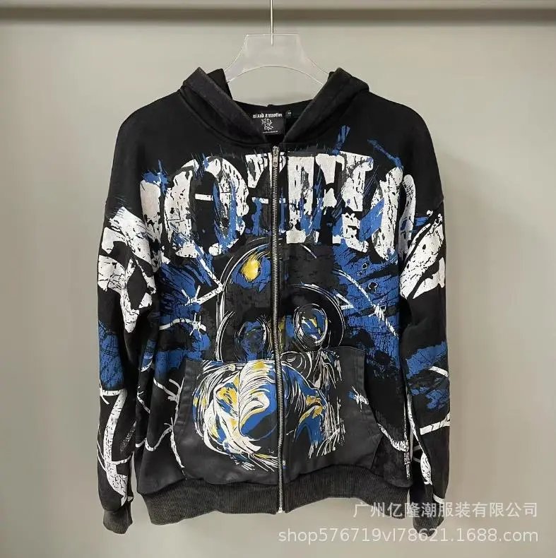 Hellstar Studios Zip-Up Hoodie Black with Red Studded Graphic - 5