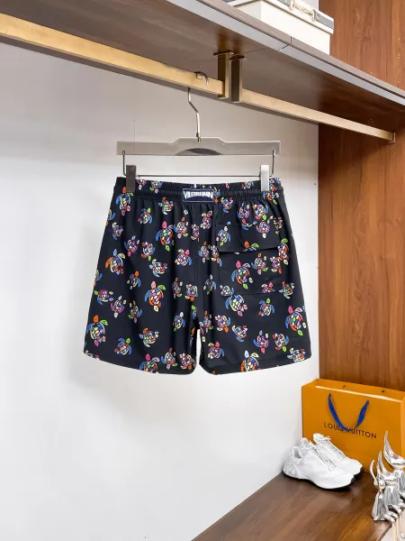 Design Denim Print Drawstring Shorts Blue - 8