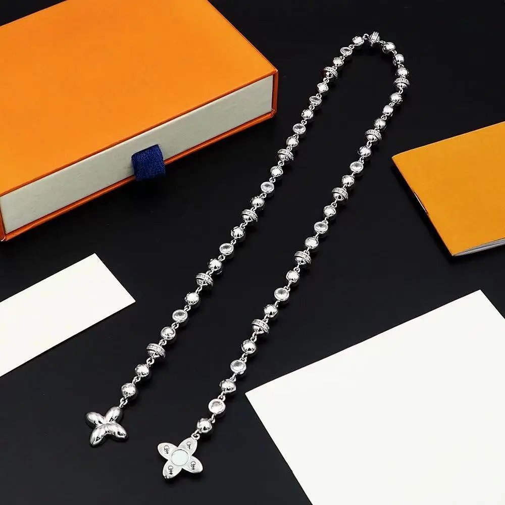 Design Four-Leaf Clover Charm Bracelet Silver Tone with Crystal Beads Men's Accessory Jewelry - 10