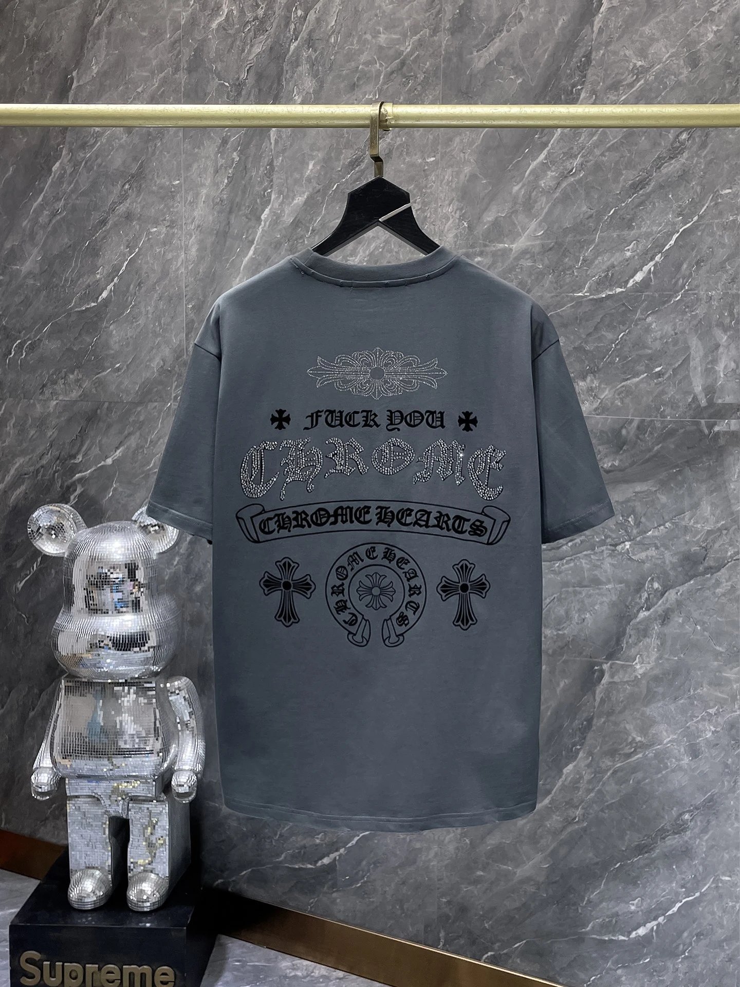 Chrome Hearts Embroidered Crest T-Shirt Black and White - 6
