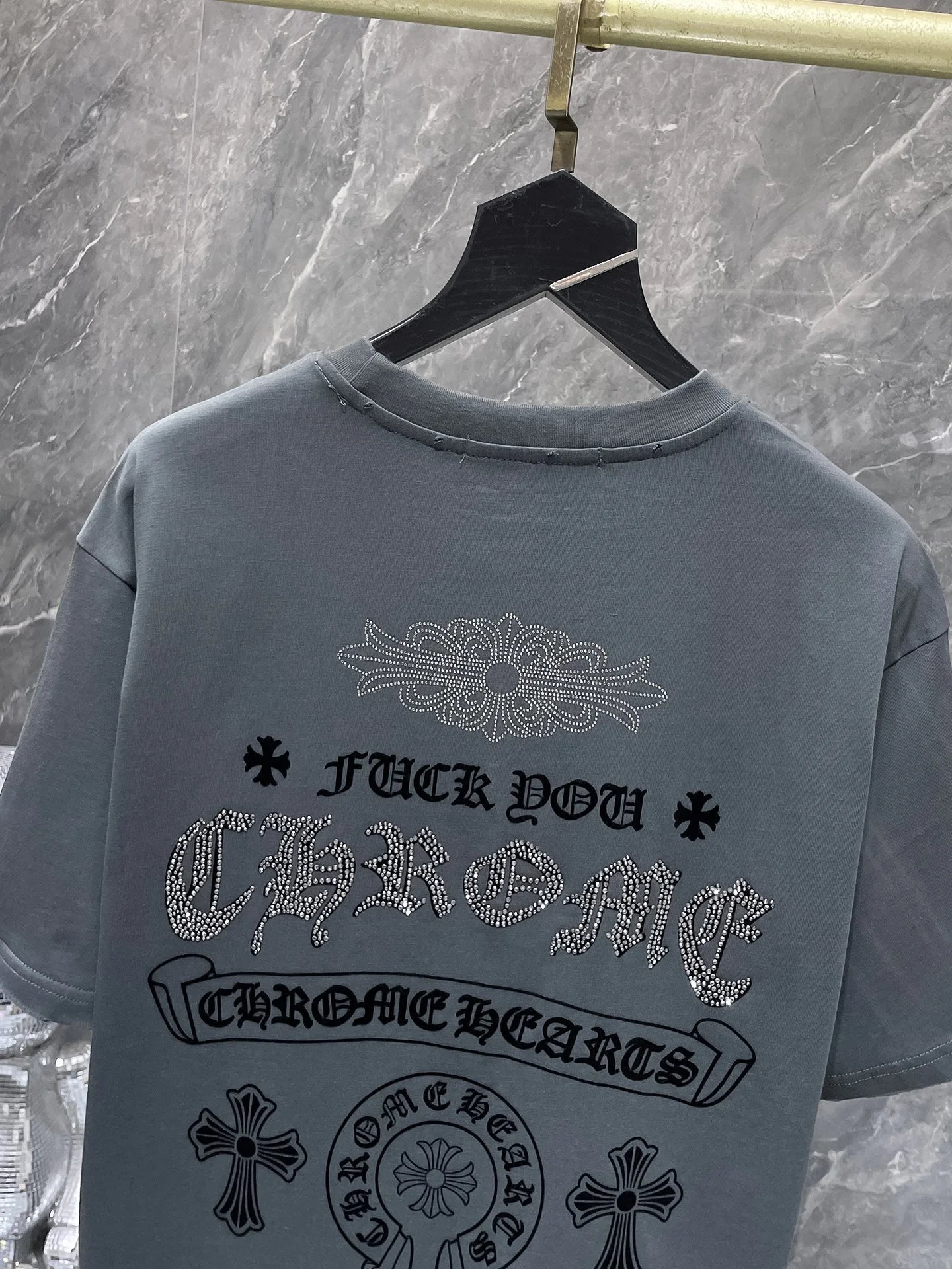 Chrome Hearts Embroidered Crest T-Shirt Black and White - 7