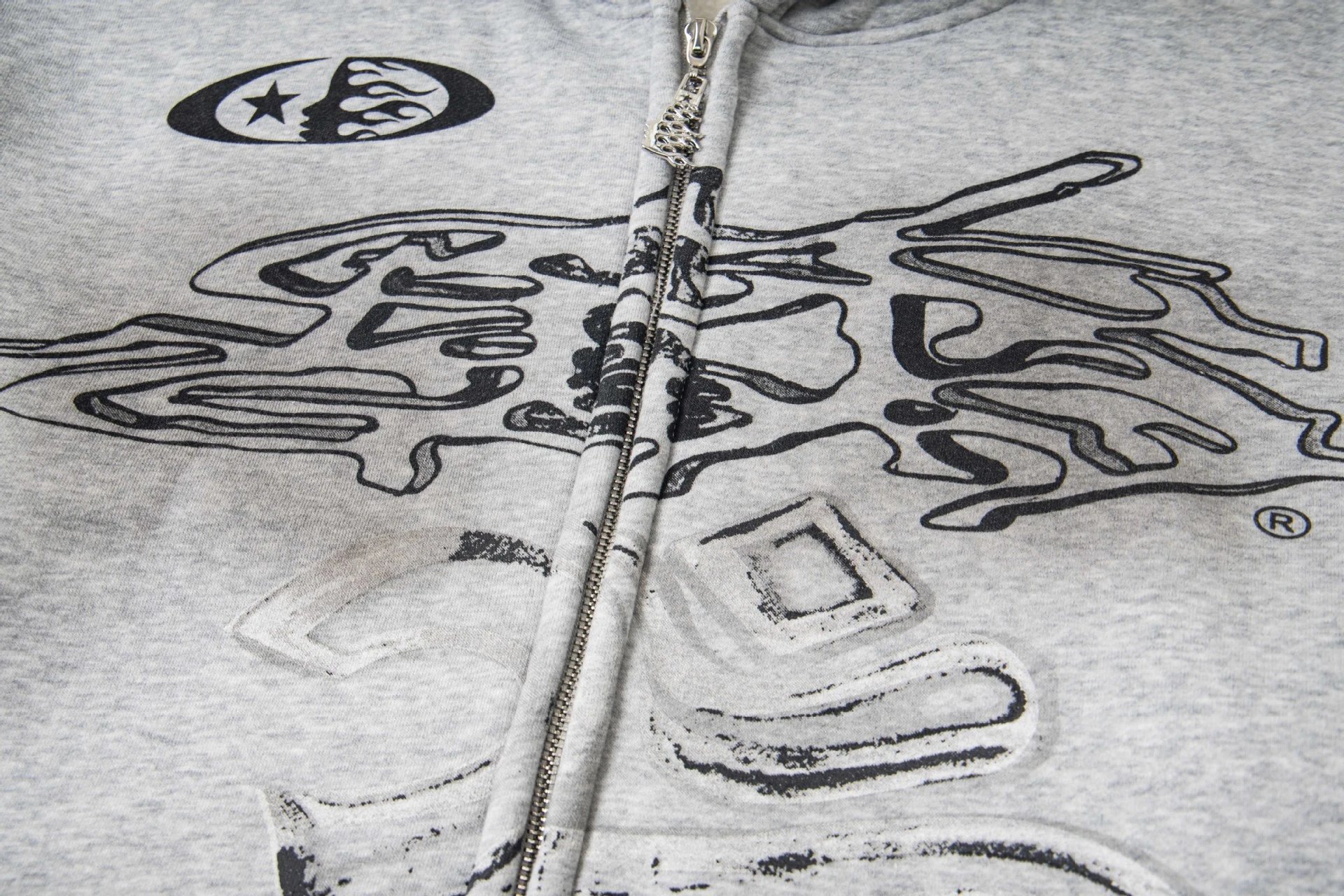 Hellstar Graphic Zip-Up Hoodie Gray - 5