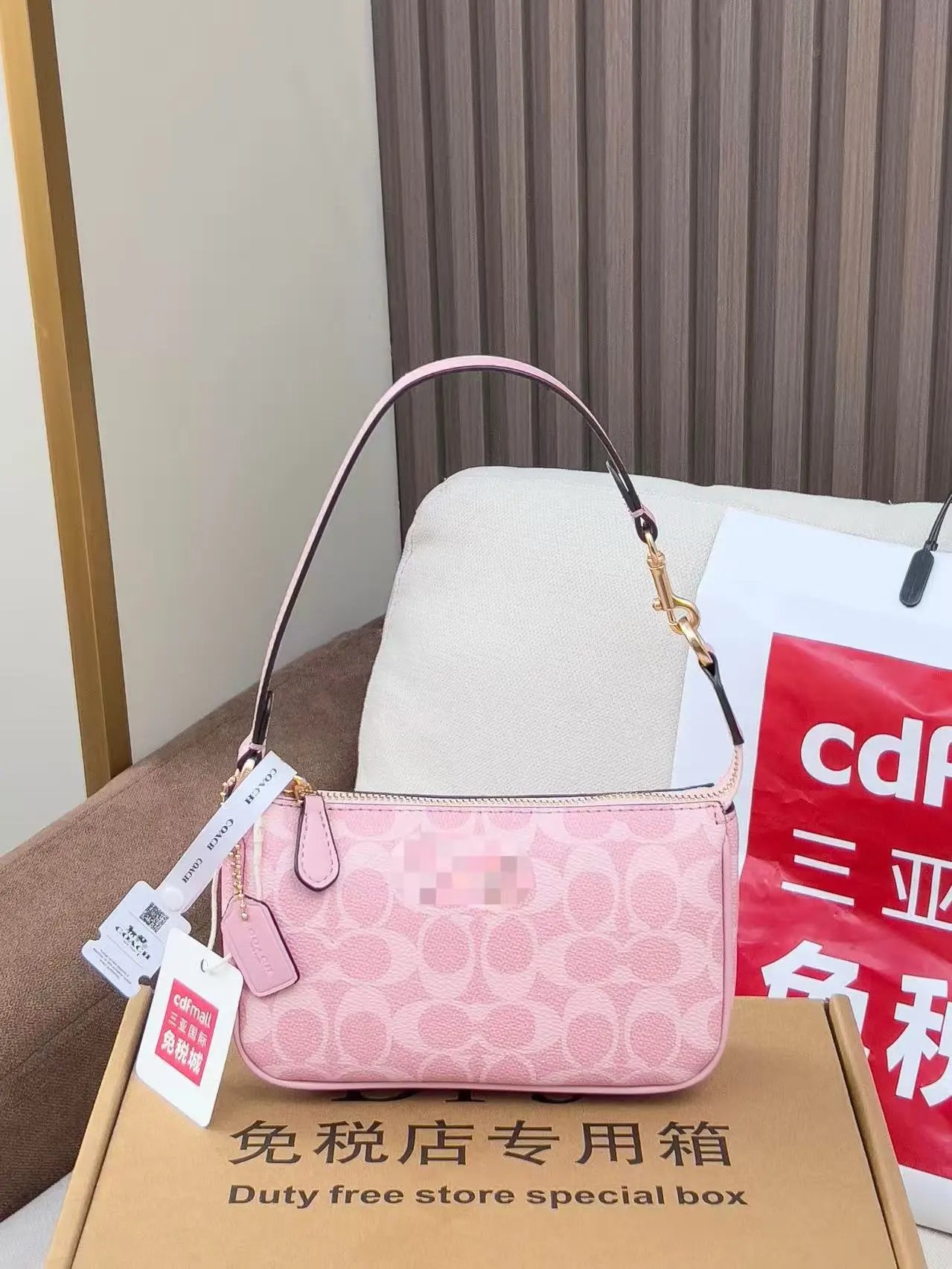 Coach Mini Shoulder Bag Beige Signature Canvas Shoulder Bag - 2