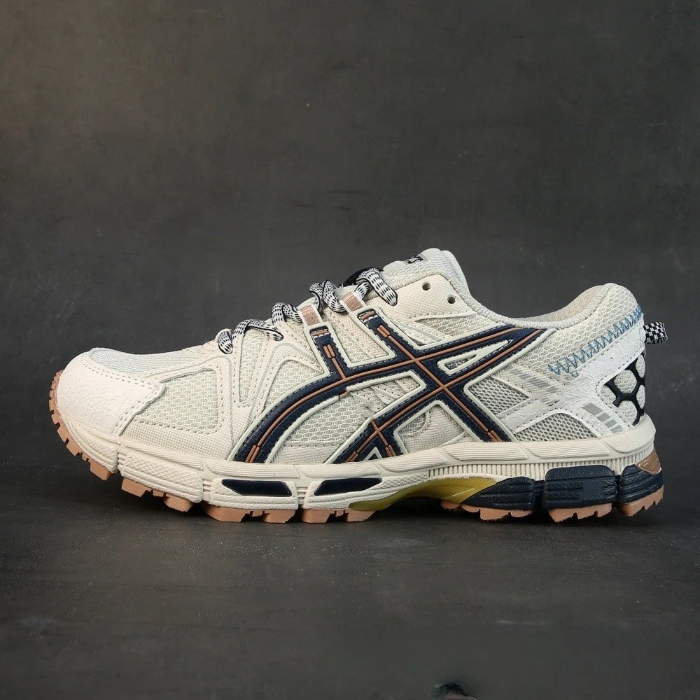 Asics Gel-Kayano 14 White / Gray / Olive Green Running Shoes - 6
