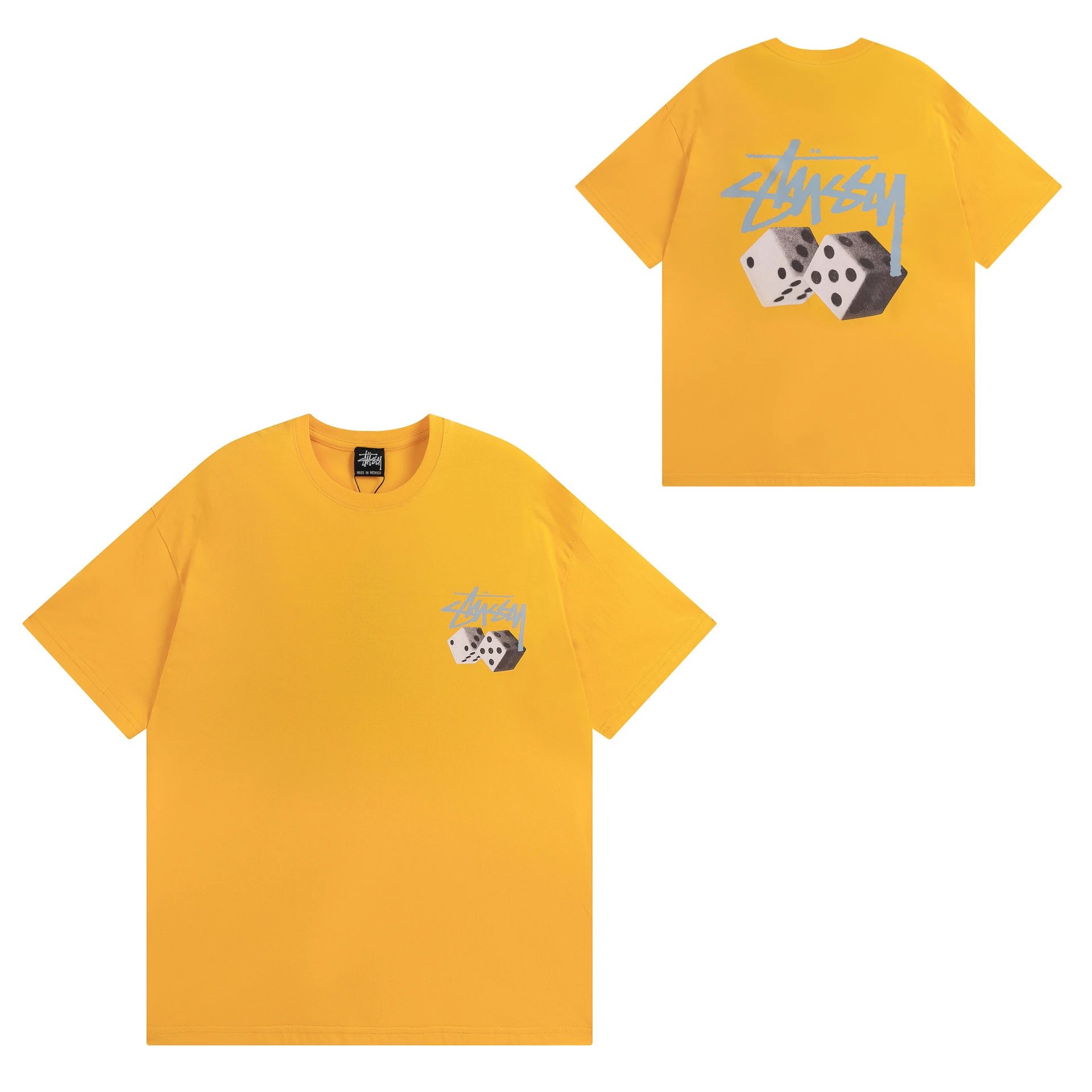Stüssy T-Shirts Short-Sleeve Graphic Logo Print — 911 yellow