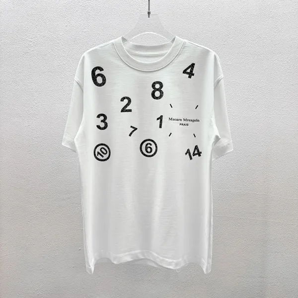 Design Msoarn Mreageln Prais Numeric Print White T-Shirt T-Shirts - 1