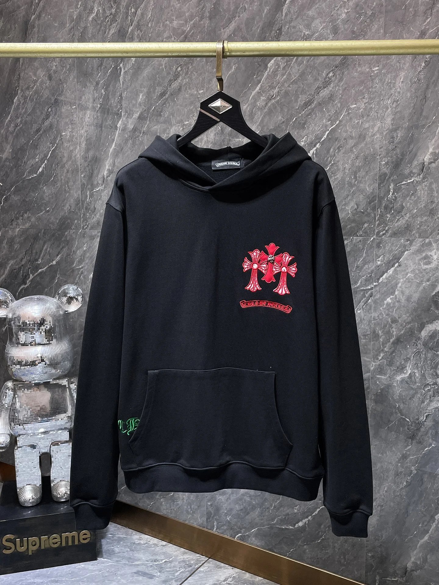 Chrome Hearts Floral Sleeve Hoodie Black - 7