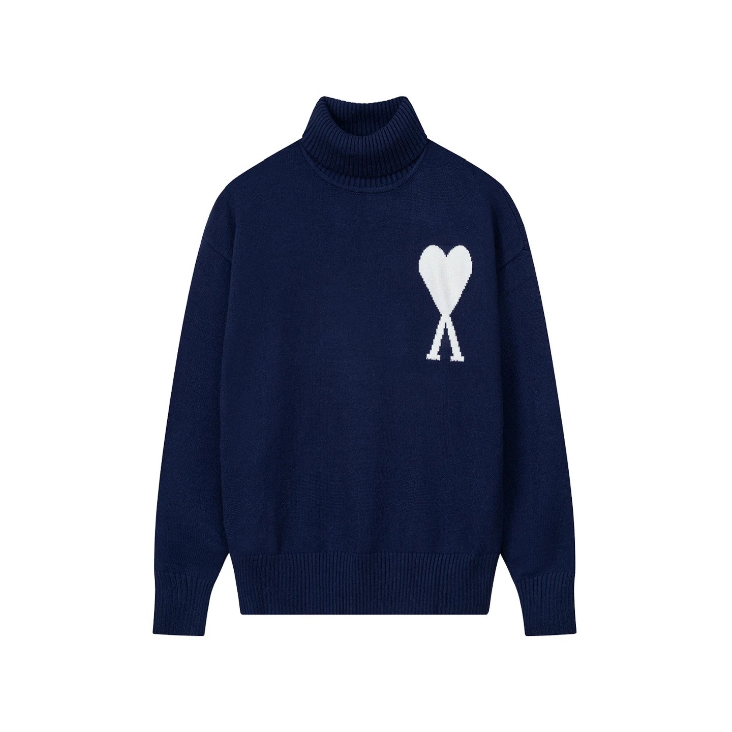 Ami Paris Heart Logo Turtleneck Sweater Forest Green - 26