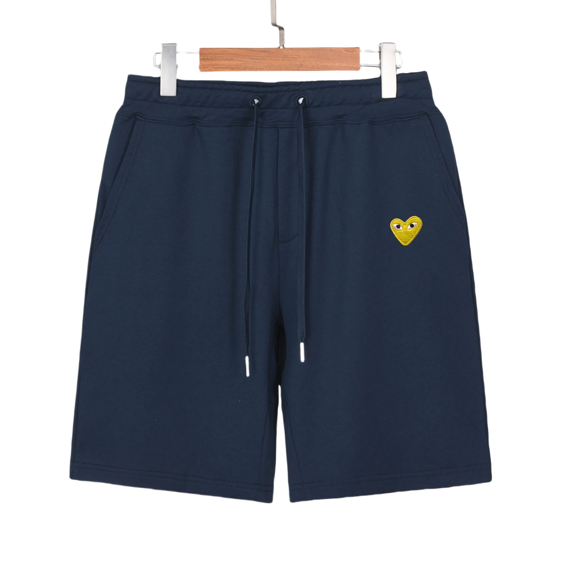 Comme des Garçons Play Heart Embroidered Black Sweat Shorts - 11
