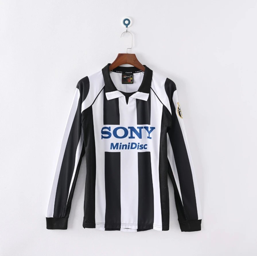 Juventus 1997-98 Home Jersey Black and White Striped Long Sleeve Football Shirt - 20
