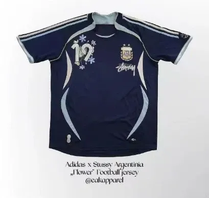 Adidas x Stussy Argentina 'Flower' Football Jersey Navy - 1