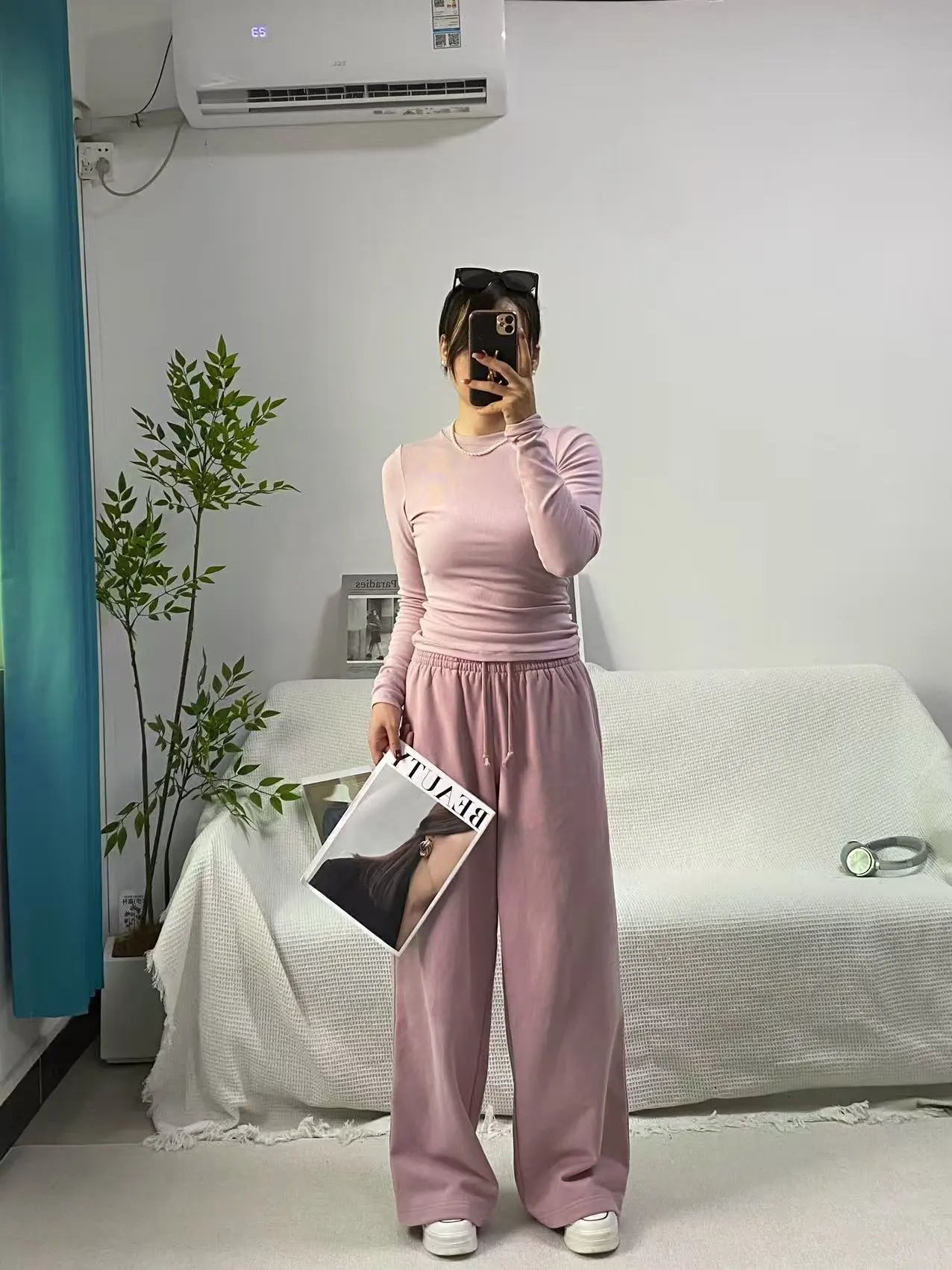 Design Ribbed Long Sleeve Crop Top Dusty Pink - 25
