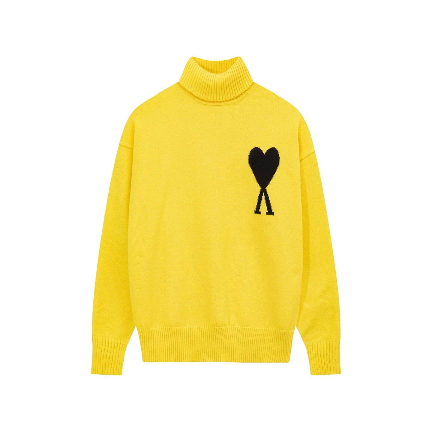 Ami Paris Heart Logo Turtleneck Sweater Forest Green - 32