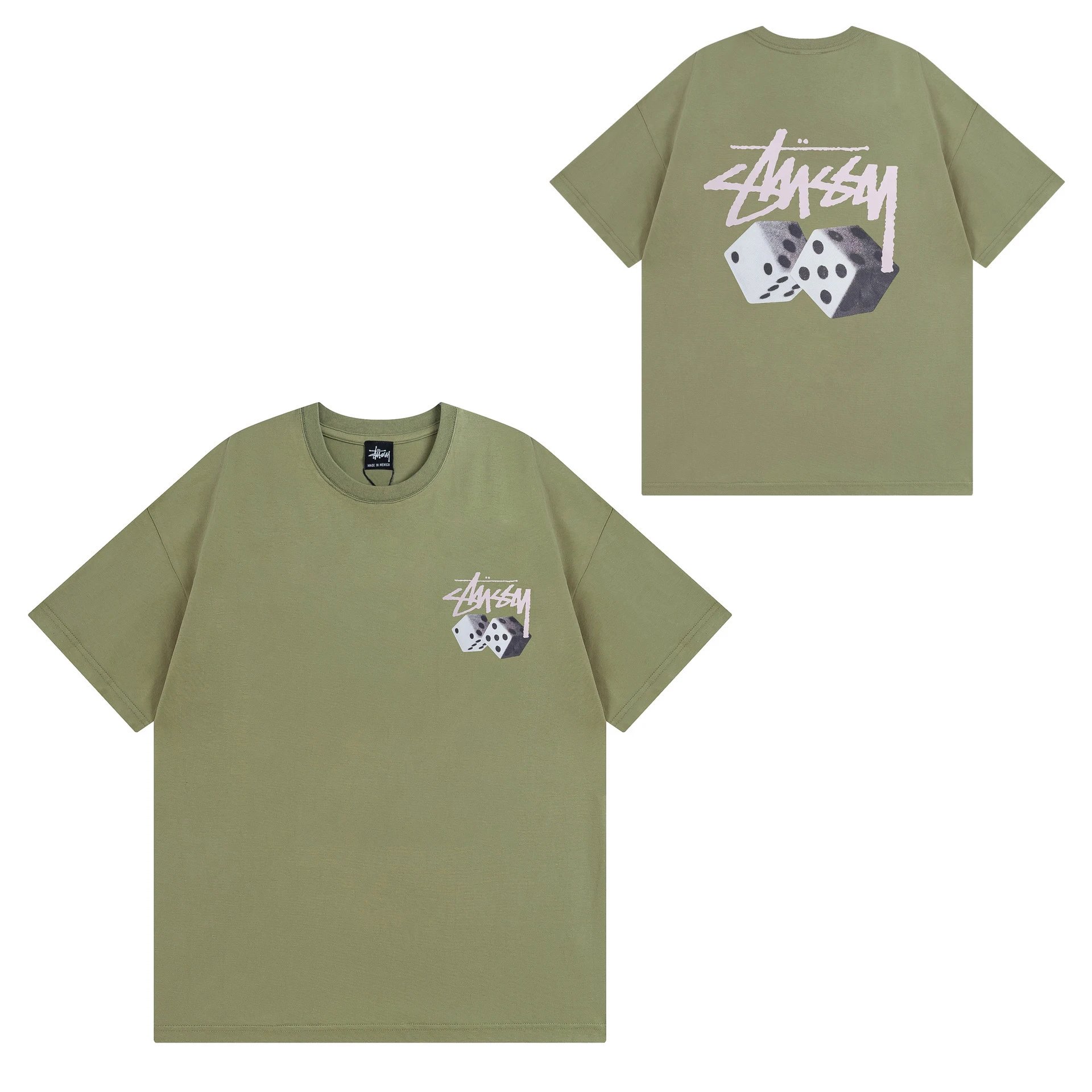 Stüssy T-Shirts Short-Sleeve Graphic Logo Print — 911 Army Green