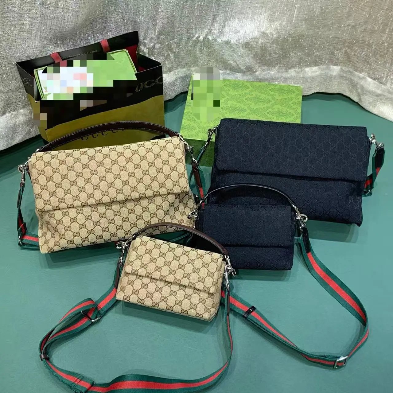 Gucci GG Marmont Mini Shoulder Bag Beige Canvas with Web Strap - 2