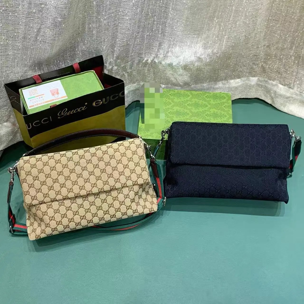 Gucci GG Marmont Mini Shoulder Bag Beige Canvas with Web Strap - 4