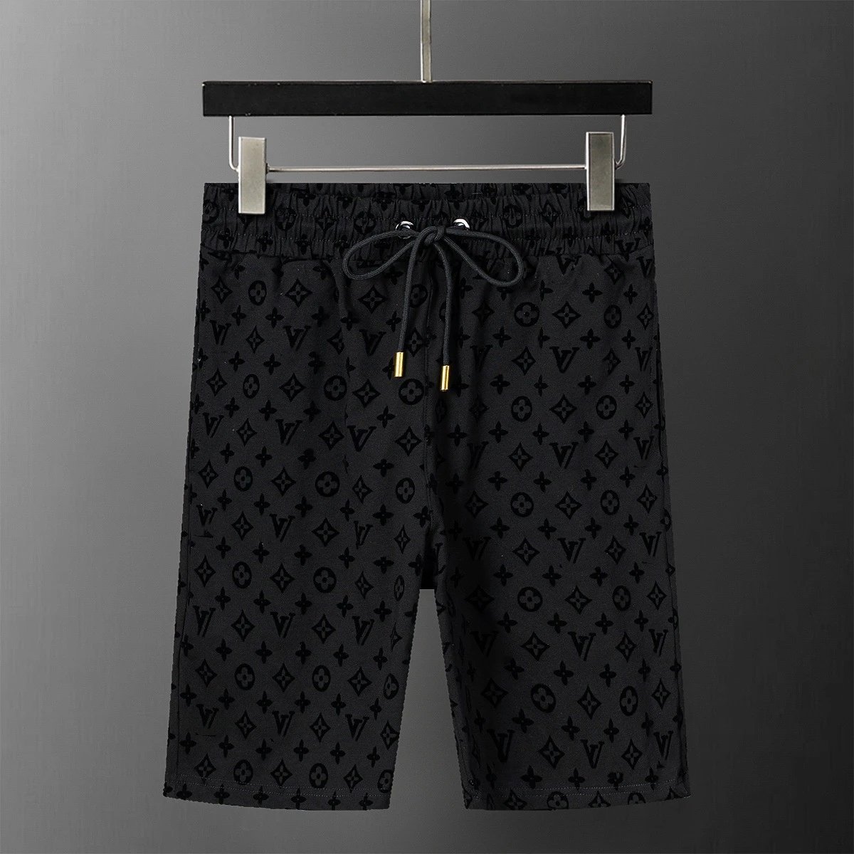 Louis Vuitton Monogram All-Over Print Drawstring Shorts Black