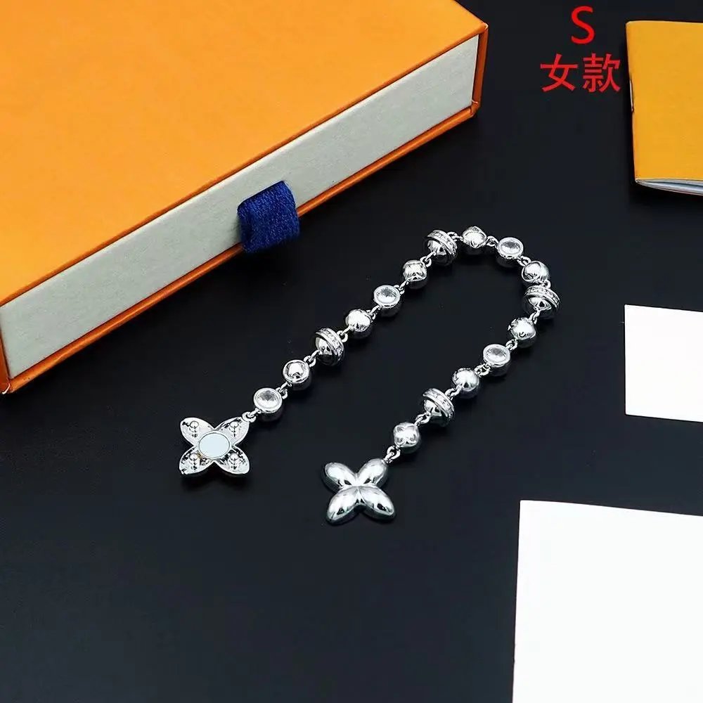 Design Four-Leaf Clover Charm Bracelet Silver Tone with Crystal Beads Men's Accessory Jewelry - 9