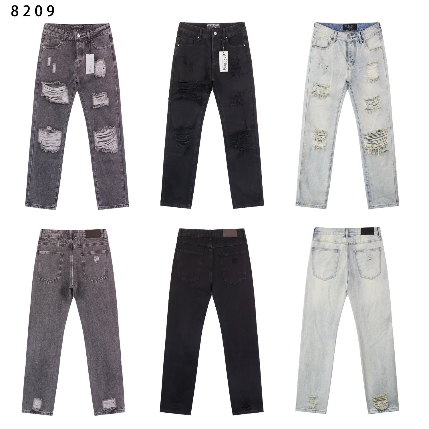 Godspeed Logo-Embroidered Distressed Black Flared Jeans - 12