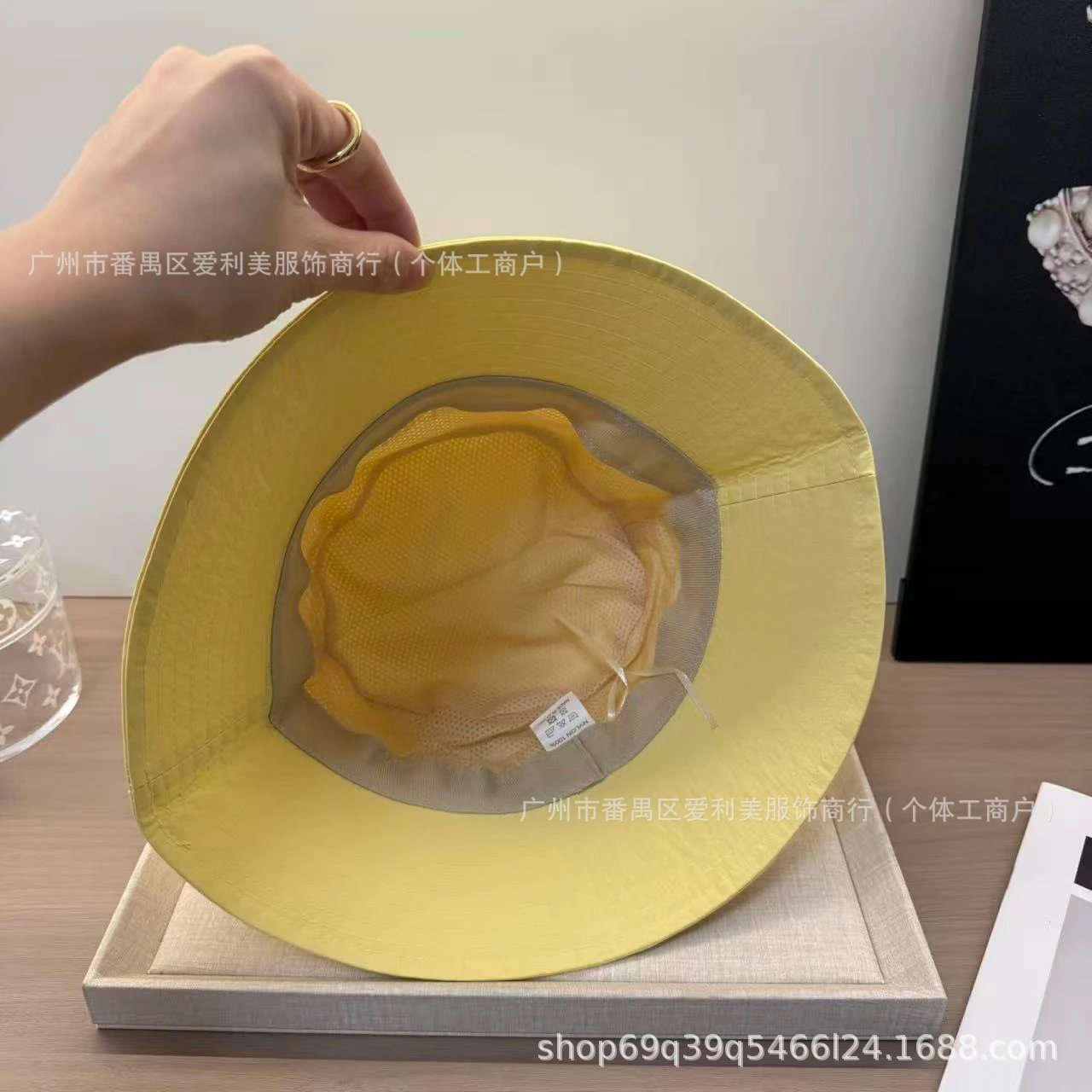Balenciaga Logo Embroidered Yellow Bucket Hat - 30