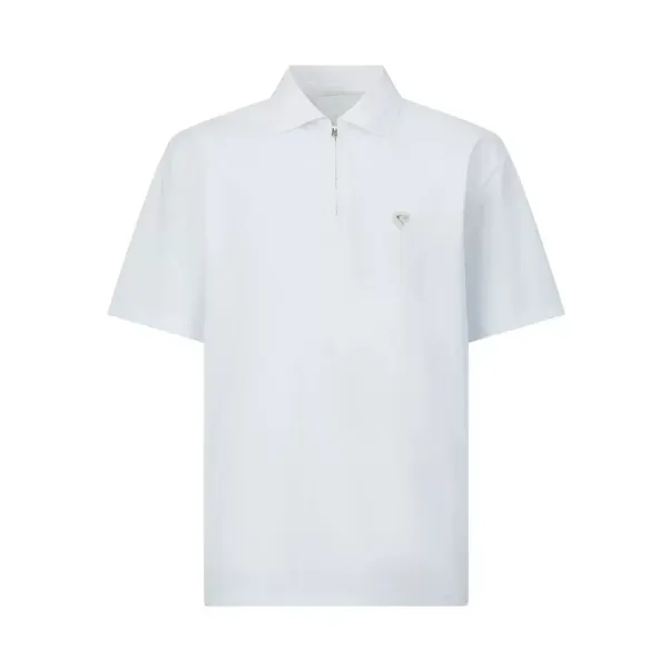 Prada Re-Nylon Zip Polo Army Green Polo Polo Shirt - 5