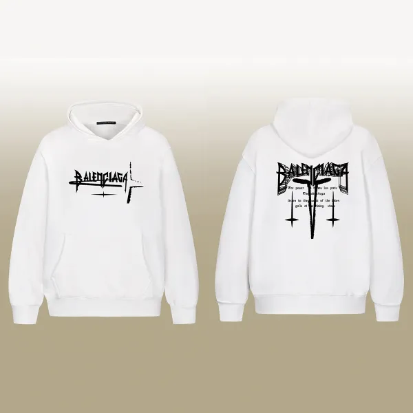 Balenciaga Logo Graphic Hoodie White - 1