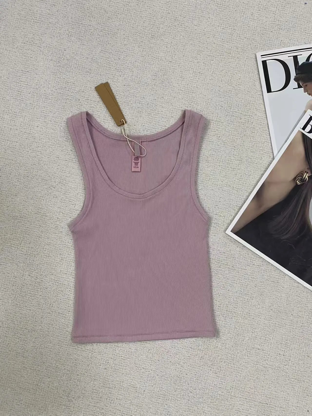 Design Ribbed Long Sleeve Crop Top Dusty Pink - 15