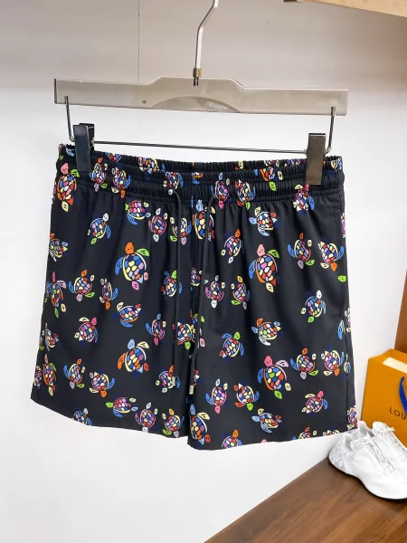 Design Denim Print Drawstring Shorts Blue - 9
