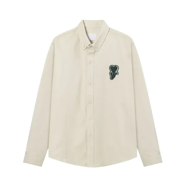 AMI Paris Heart Logo Oxford Shirt Light Blue - 23