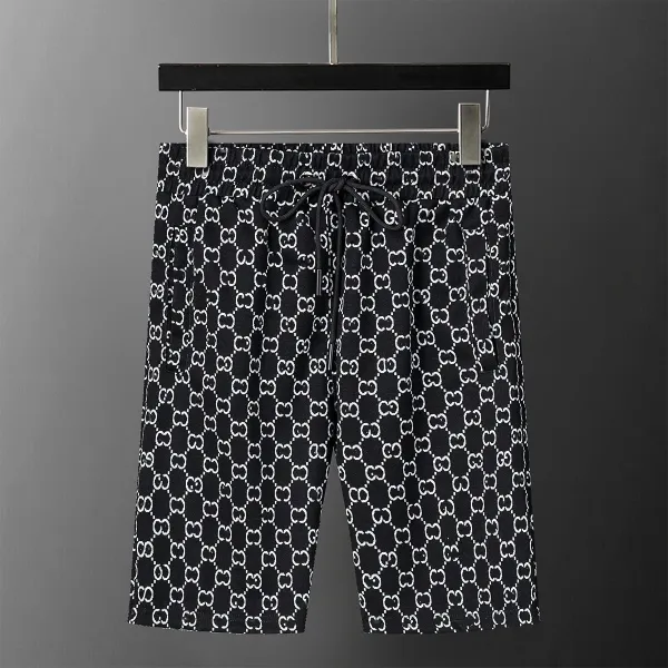 Gucci GG Monogram Print Black Drawstring Shorts - 1