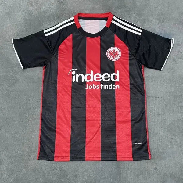 Adidas Eintracht Frankfurt 2023-24 Home Jersey Red and Black Striped Football Shirt Jersey - 1