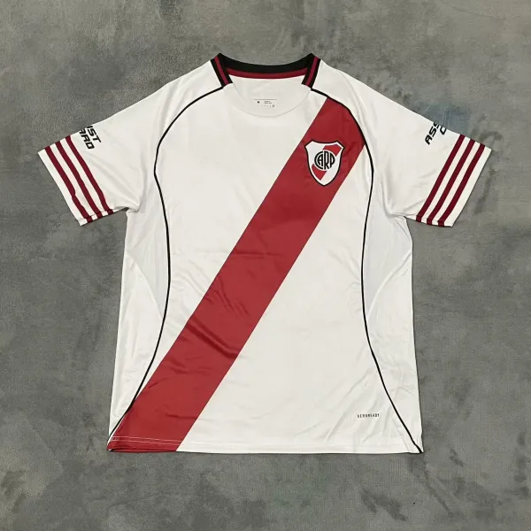 AC Milan River Plate Home Jersey White Red Diagonal Stripe Football Jersey - 1
