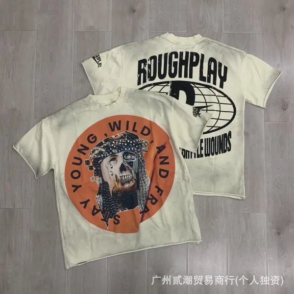 Design Roughplay Stay Young Wild And Free Graphic T-Shirt Off-White T-Shirts - 1