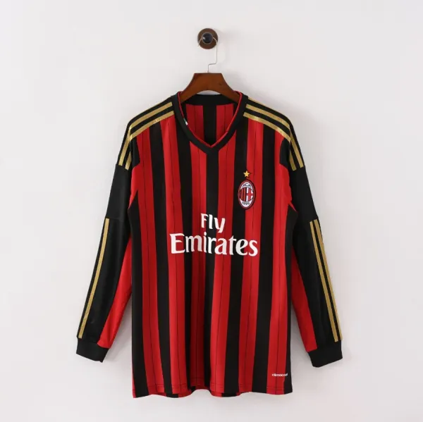 AC Milan Home Jersey Red Black Striped Long Sleeve Football Shirt - 1