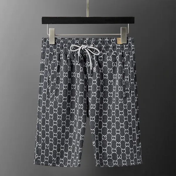 Gucci GG Monogram Print Gray Drawstring Shorts - 1