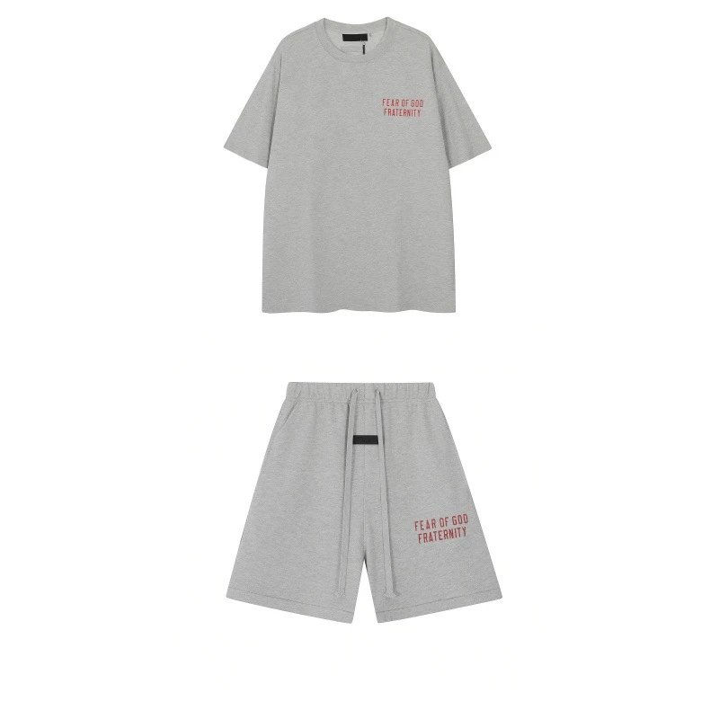 Fear of God Essentials Olive Green Logo T-Shirt and Shorts Set - 7