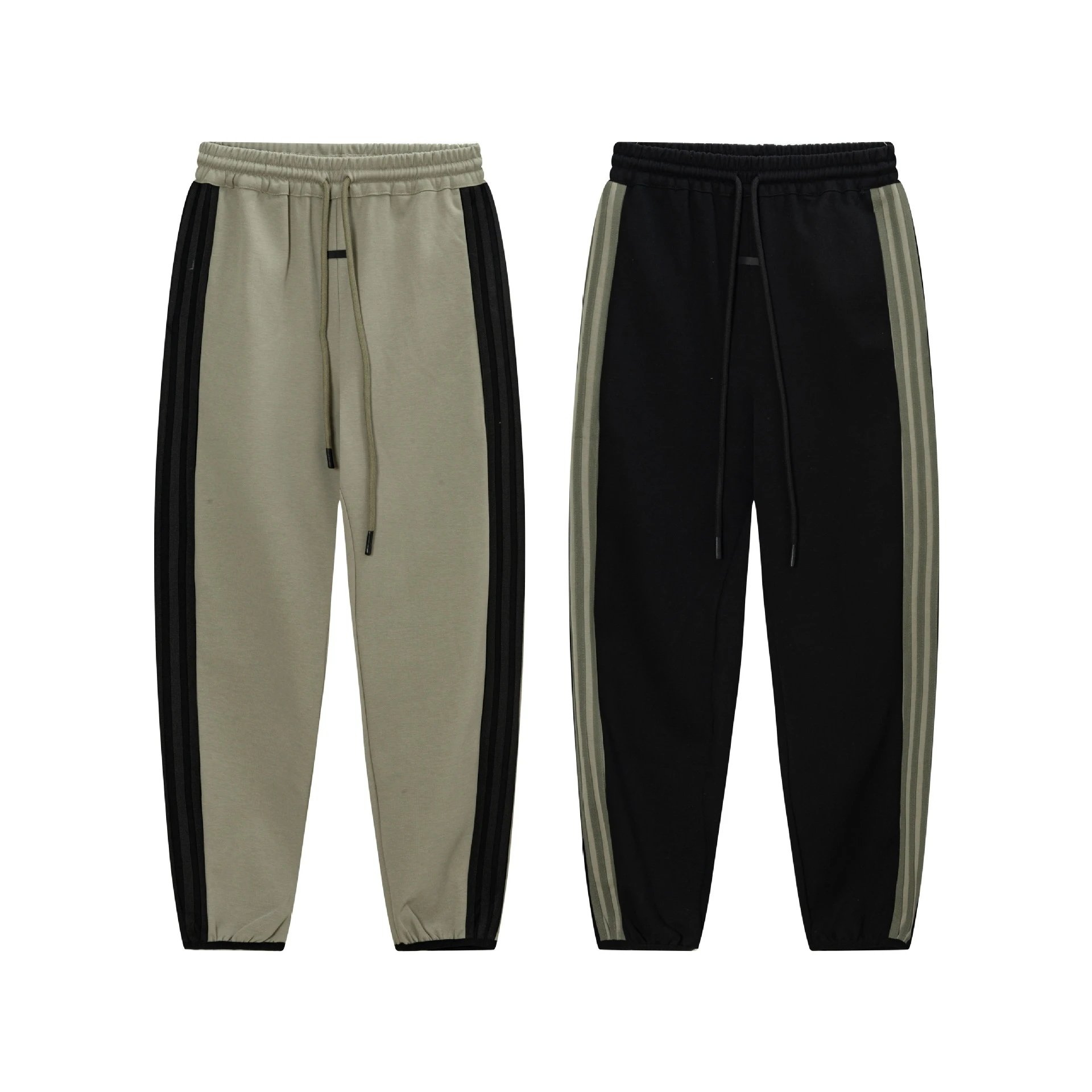 Adidas Originals Track Pants Black with Olive Stripes Sweatpants - 7