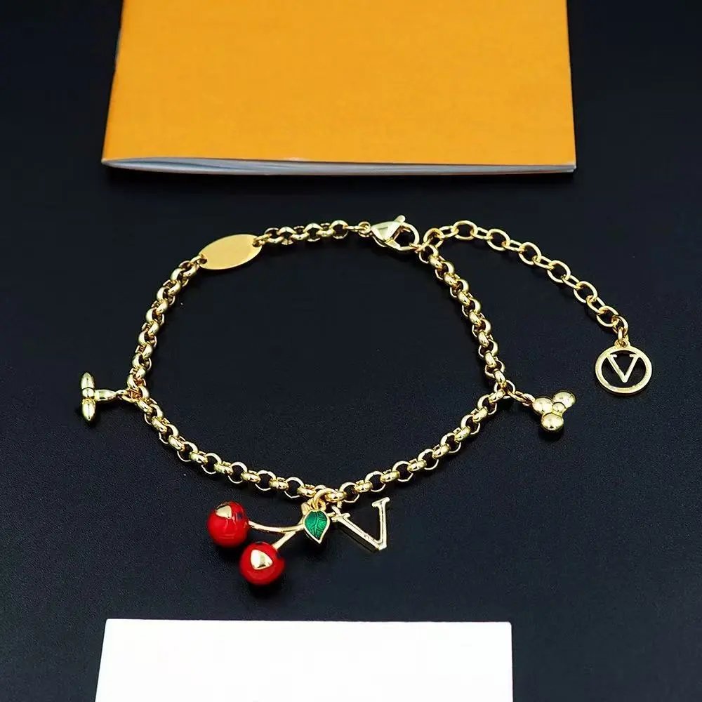 Valentino VLogo Cherry Charm Gold-Tone Bracelet Jewelry - 7