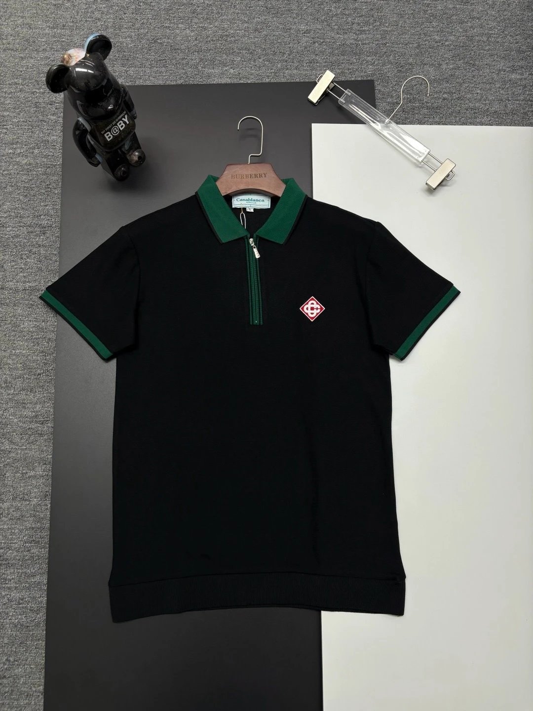 Casablanca Tennis Polo Navy with White and Green Trim Polo Shirt - 7