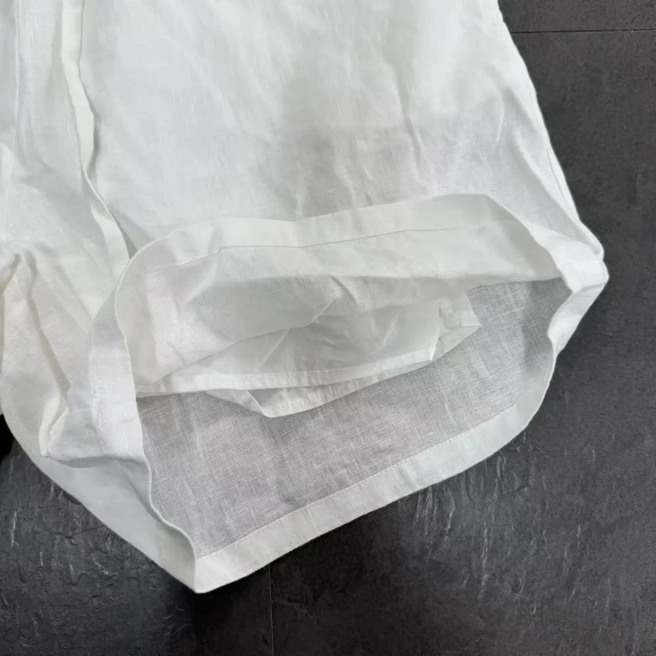 Design Linen Drawstring Waist Pants White - 16