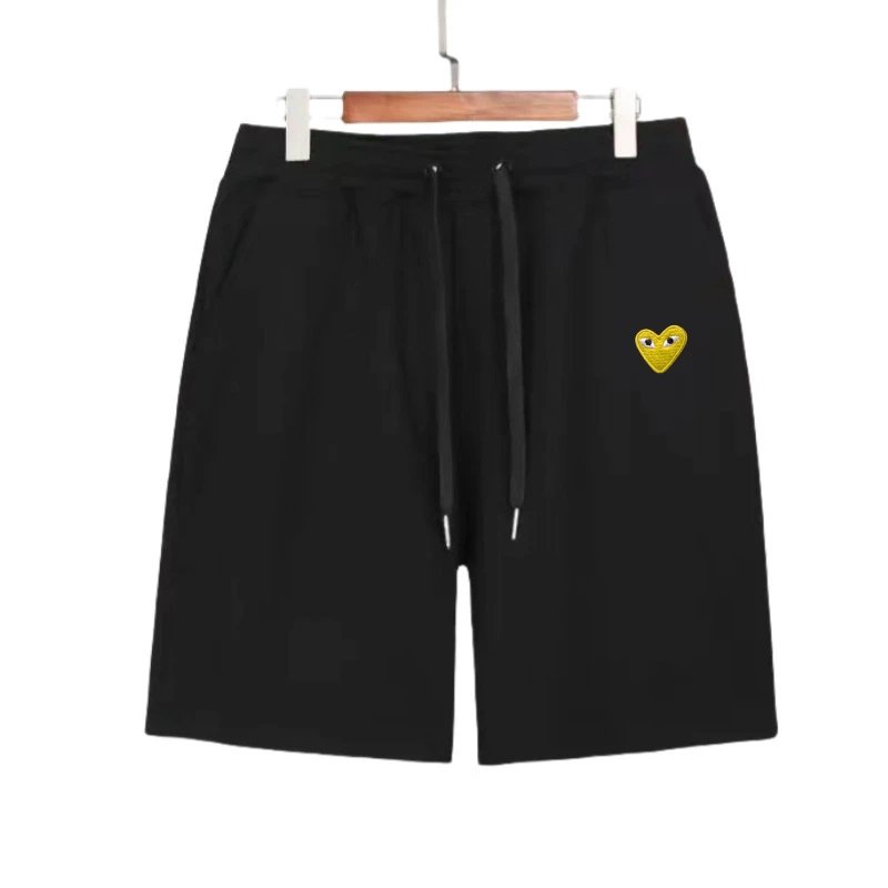 Comme des Garçons Play Heart Embroidered Black Sweat Shorts - 9