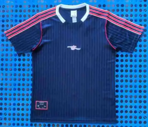 Arsenal FC 1990s Away Jersey Navy Blue Striped Football Shirt - 1