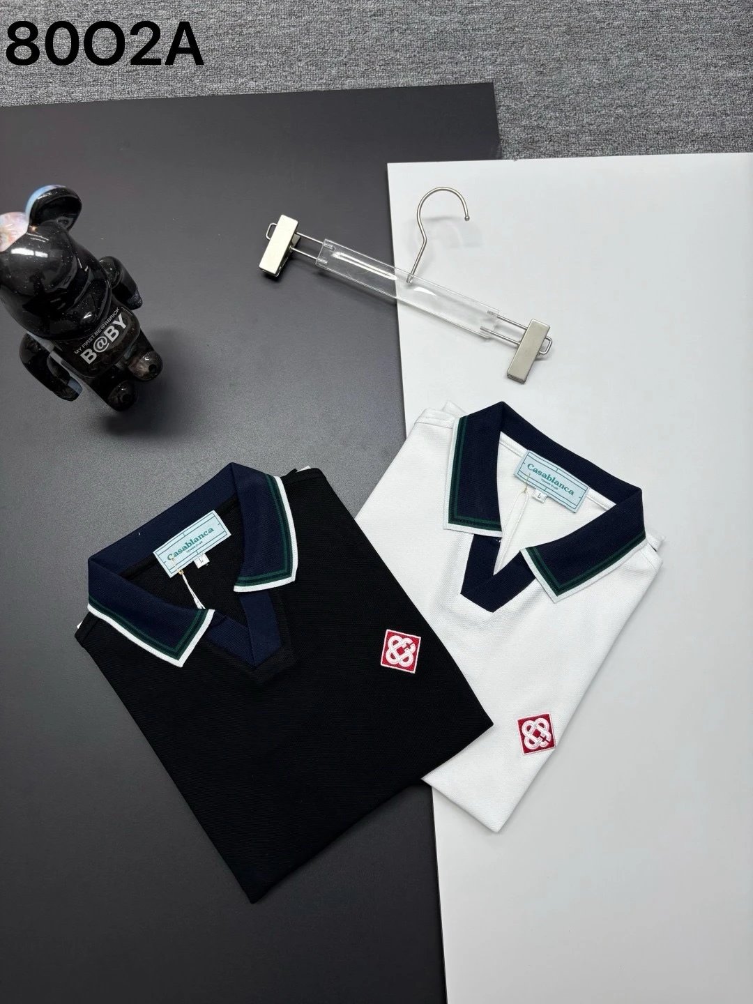 Casablanca Tennis Polo Navy with White and Green Trim Polo Shirt - 9