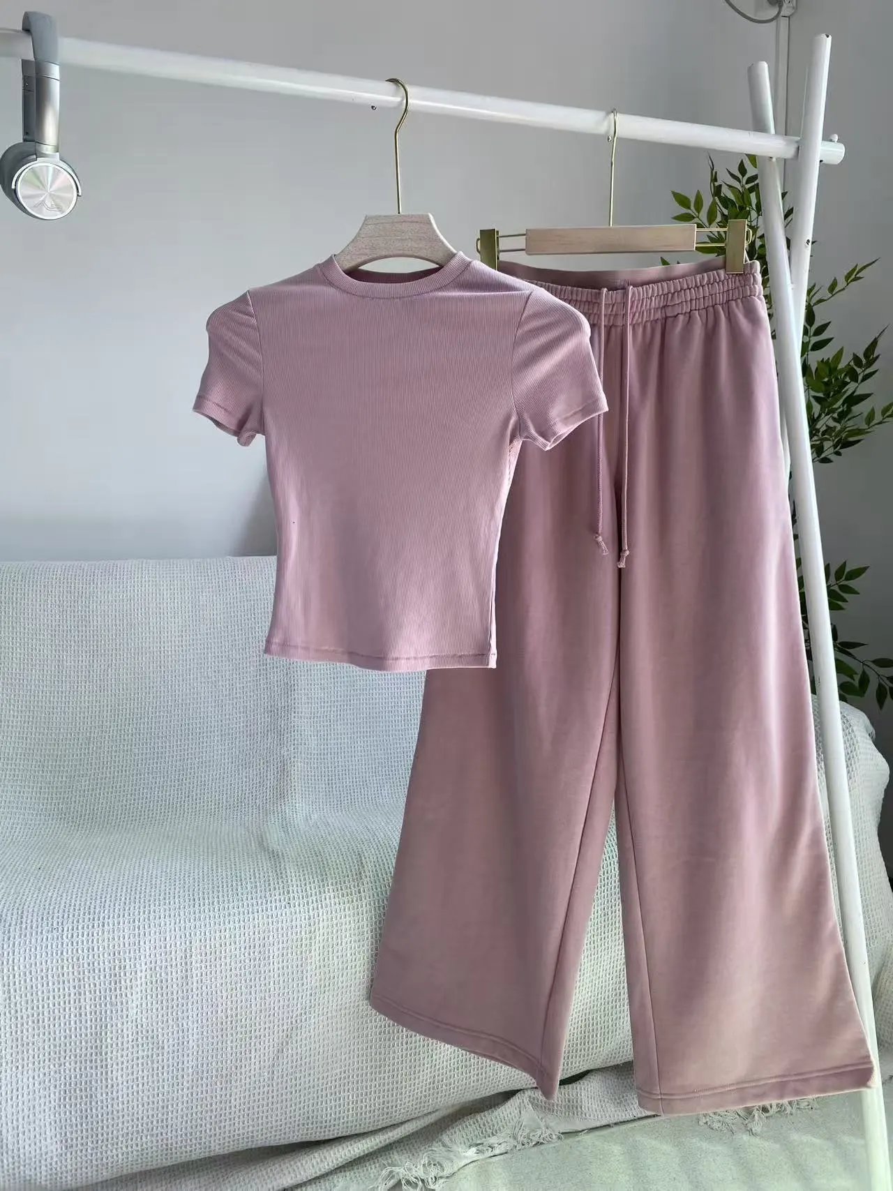 Design Ribbed Long Sleeve Crop Top Dusty Pink - 21